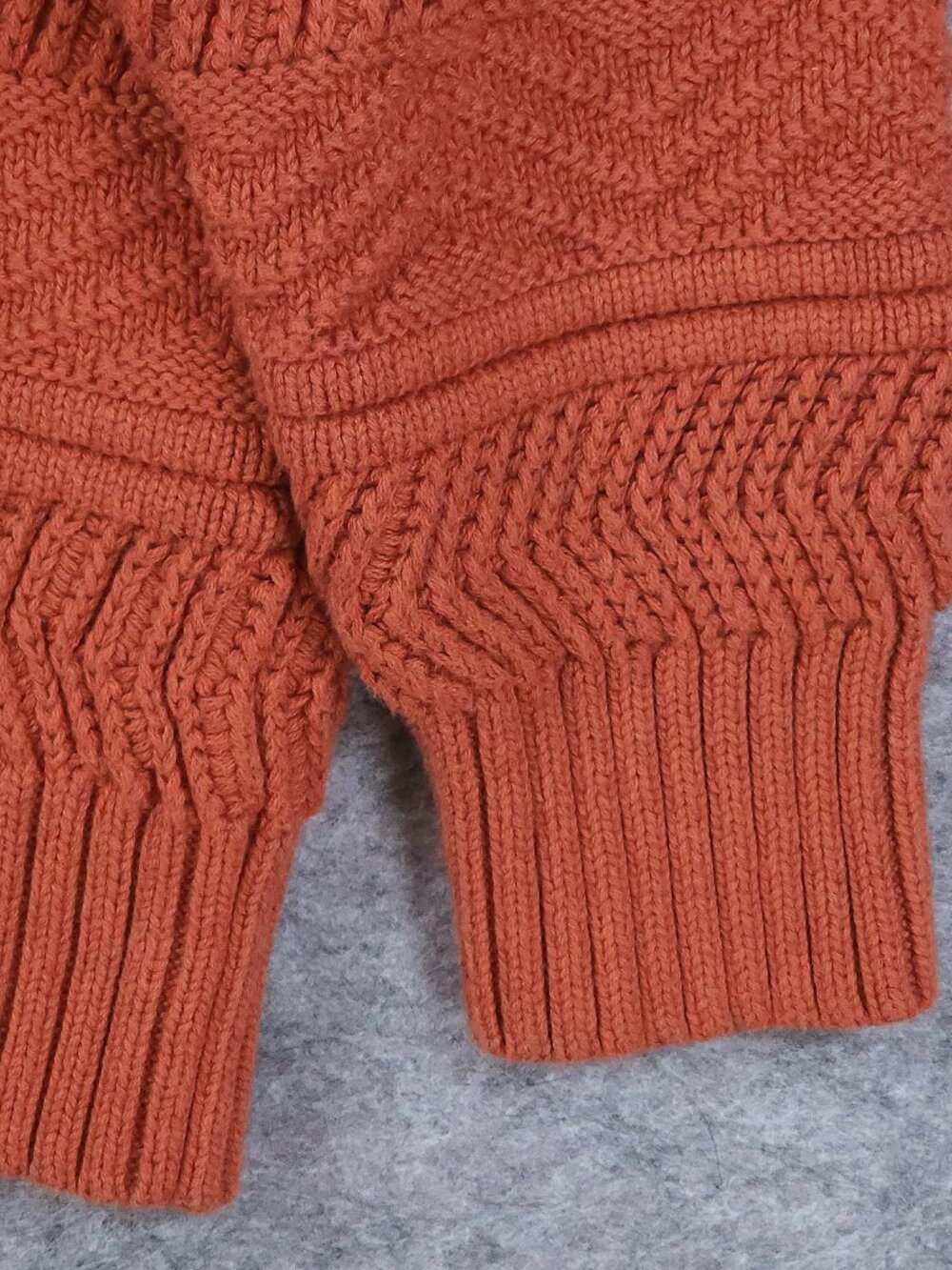 Pendleton XL Chunky Knit Cotton Cashmere Sweater Orange Cabincore Chevron Fall - Picture 7 of 10